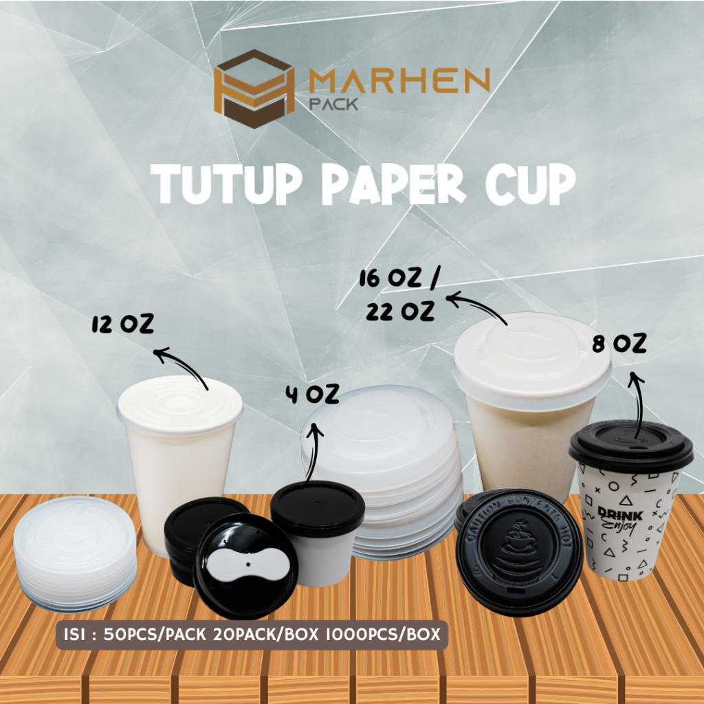 Lid / Tutup Paper Hot Cup 8oz / Gelas Kertas / LID Tutup Paper Cup + Sendok Es Cream 4oz