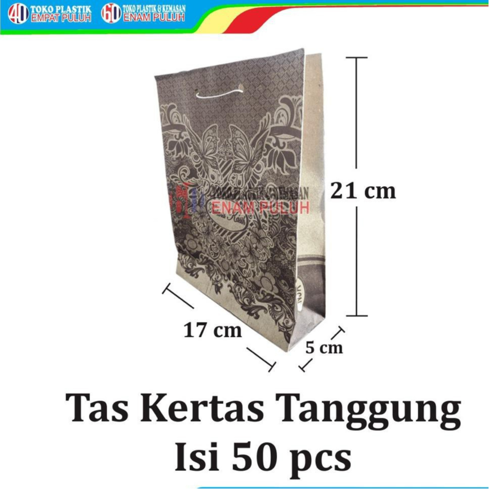 

Tas Kertas tanggung isi 50 tenteng kecil wadah snack batik paper bag syukuran hajatan grosir