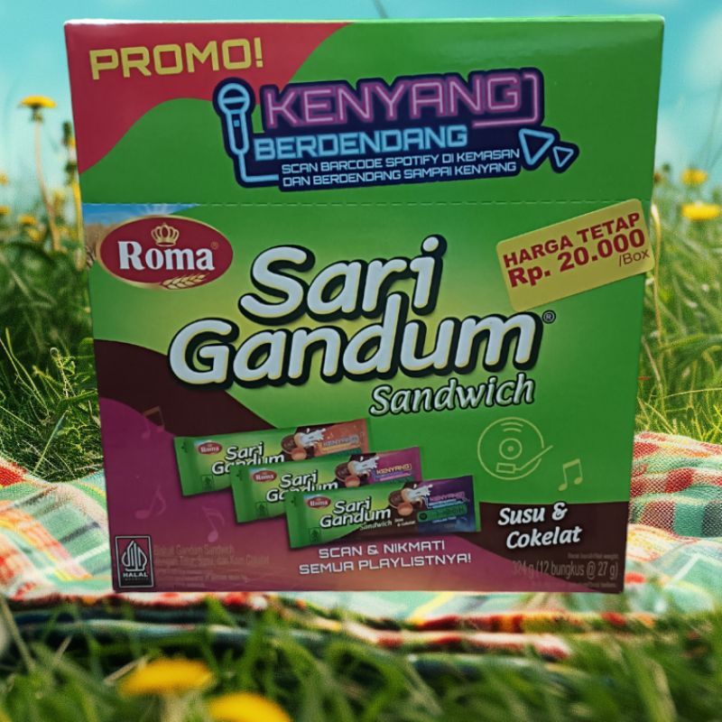 

ROMA SARI GANDUM SANDWICH SUSU & COKELAT 39 GRAM x 12 PCS