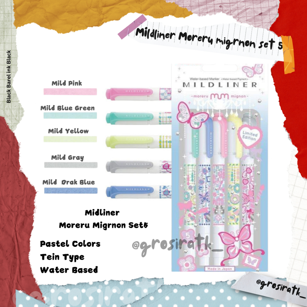 

Zebra Mildliner Moreru Mignon Set 5 Pcs / Highlighter best seller