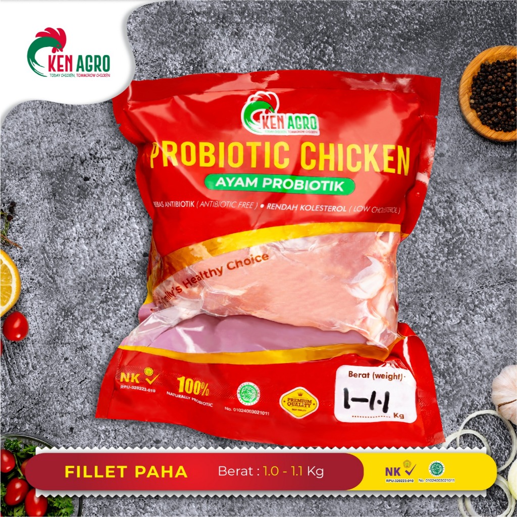 

Ken Agro Ayam Probiotik Boneless Fillet Paha 1.0-1.1 kg Frozen