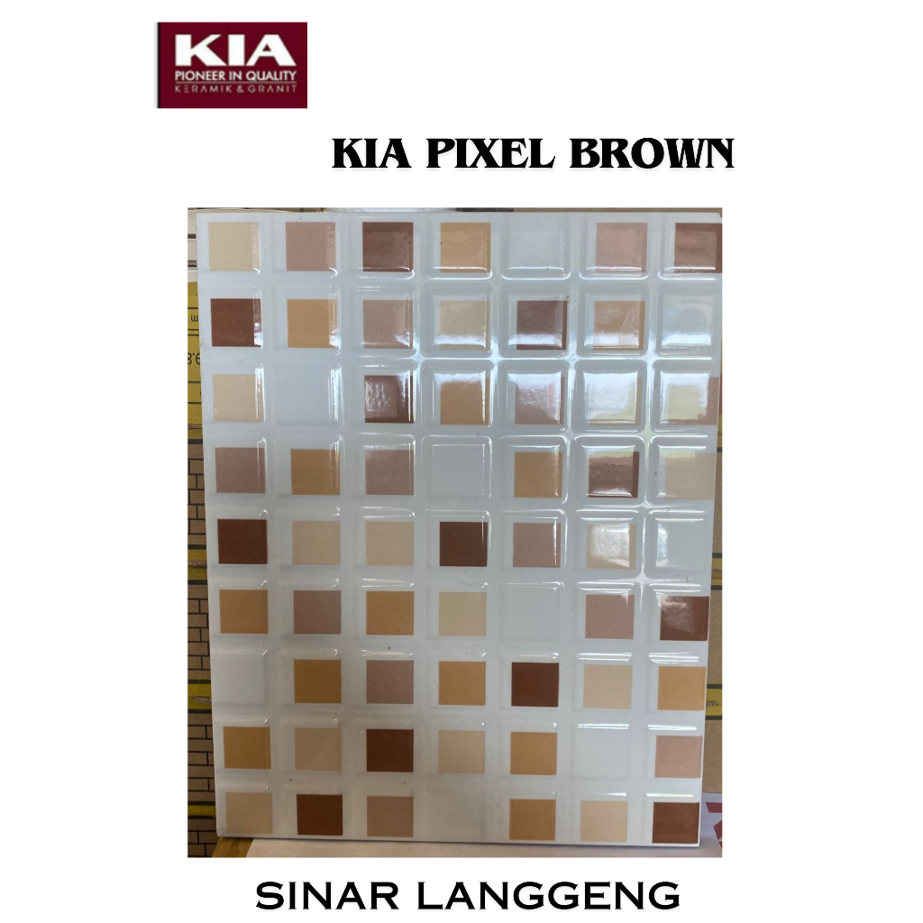 KERAMIK KIA PIXEL BROWN 20X25 LANTAI GLOSSY