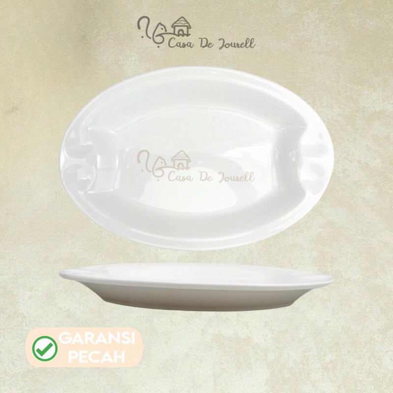 [L3-23] Piring Oval Ukir Meiren 12” P/Keramik/Piring oval aesthetic/Piring oval cantik/Piring oval p