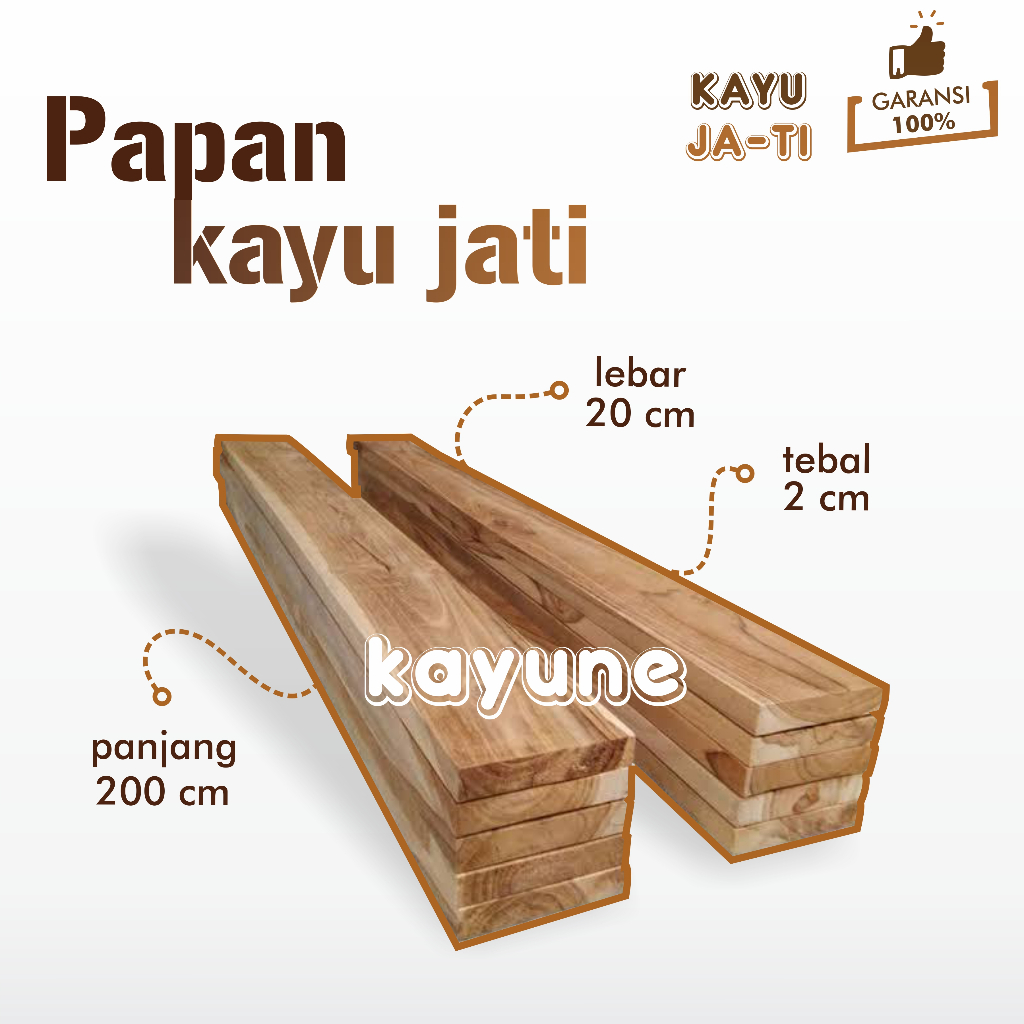 Papan Blabak Kayu Jati Allgrade Siap Pakai Halus Serut Ukuran 2x20x200 cm - kayune -