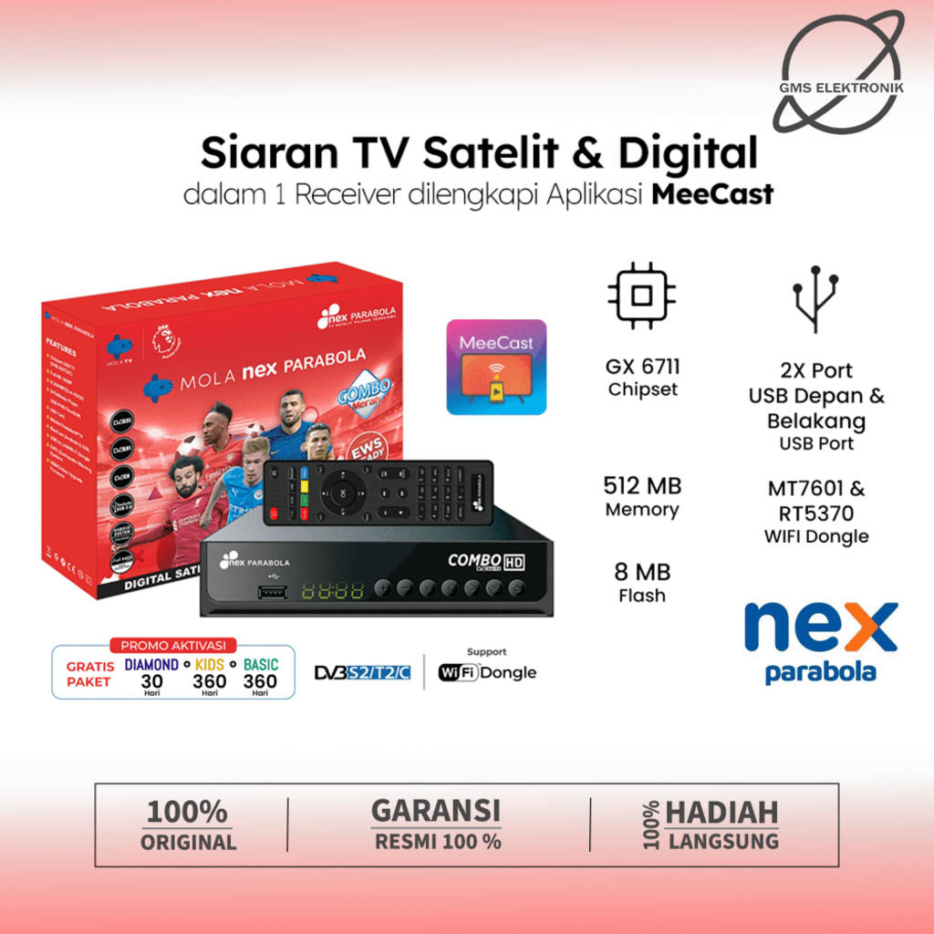 [BISA COD] Receiver Parabola Dan Set Top Box Nex Parabola Combo (DVB S2 & DVB T2)