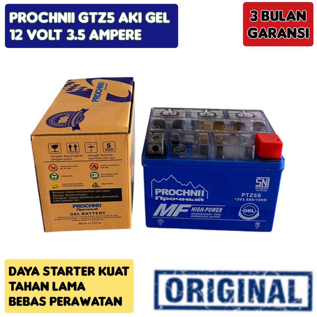 AKI MOTOR HONDA BEAT PROCHNII PTZ5 AKI GEL LANGSUNG PASANG