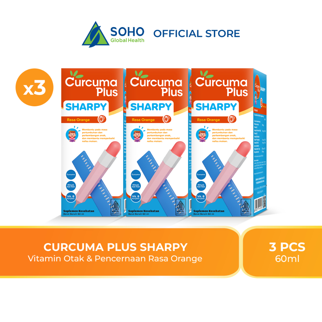 Curcuma Plus Sharpy Orange Suplemen Sirup Anak 60ml - Isi 3 Pack