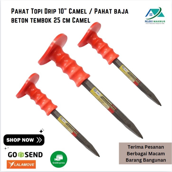 Pahat Topi Drip 10" Camel / Pahat baja beton tembok 25 cm Camel
