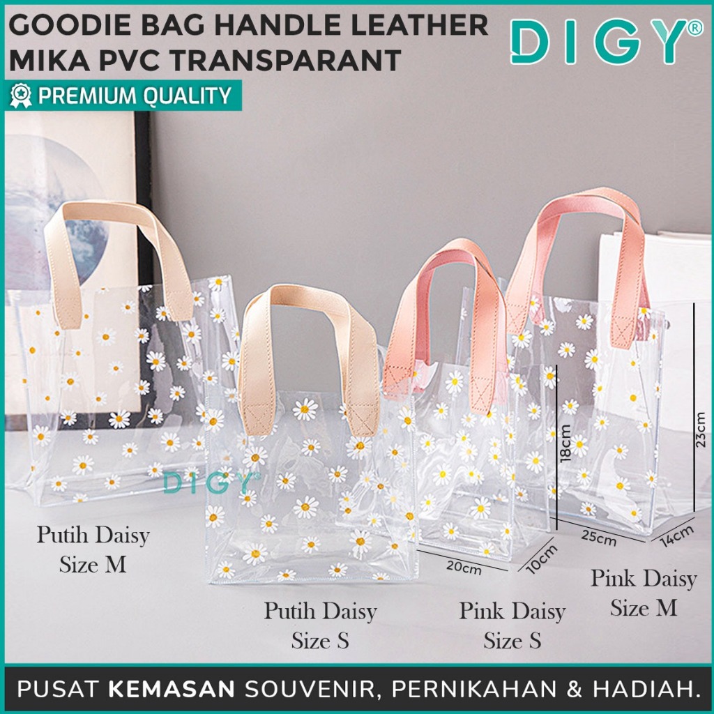 

Tas Tote Bag PVC / Goodie Bag Handle Leather Mika Transparant aestetik / Handbag Beauty Bag Waterproof PVC Travel Cosmetic Pouch Makeup Bag