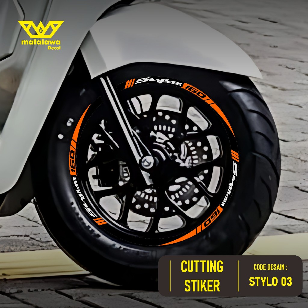 CUTTING STICKER VELG STYLO 160 RING 12 STIKER LIS LIST VARIASI BAN VELG MOTOR HONDA STYLO 03
