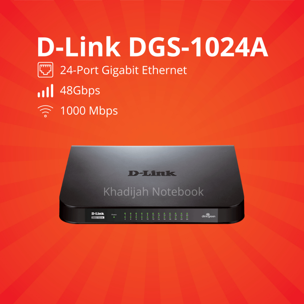 Switch Gigabit D-Link DGS 1024A dengan 24 port