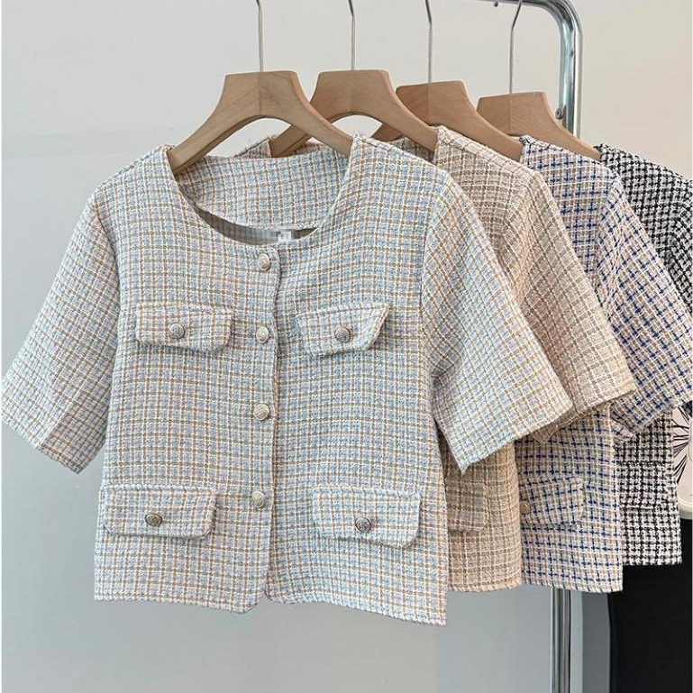 Tweed Short Blazer Wanita / Tweed Blazer / Korean Blazer