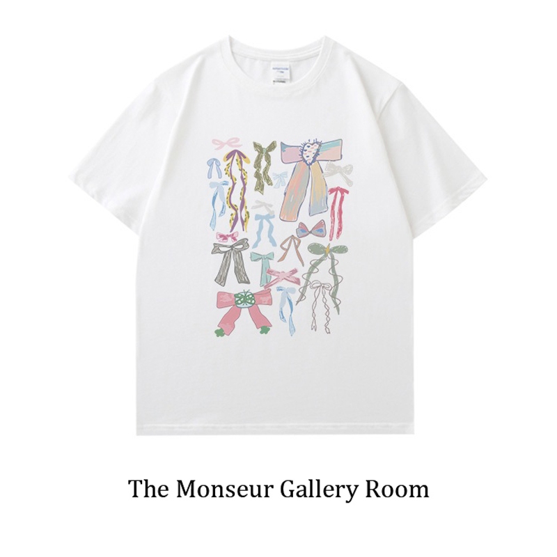 The monseur gallery room kaos oversize jumbo Pola busur yang lucu atasan cewek putih