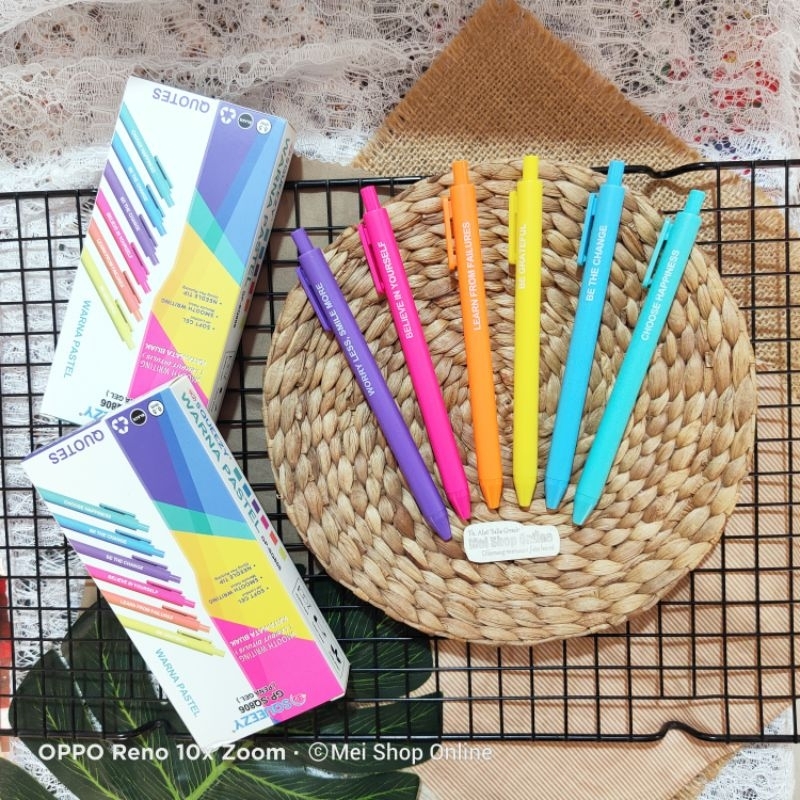 

GROSIR ISI 12PCS PULPEN GEL CETEK SQUEEZY QUOTES PASTEL