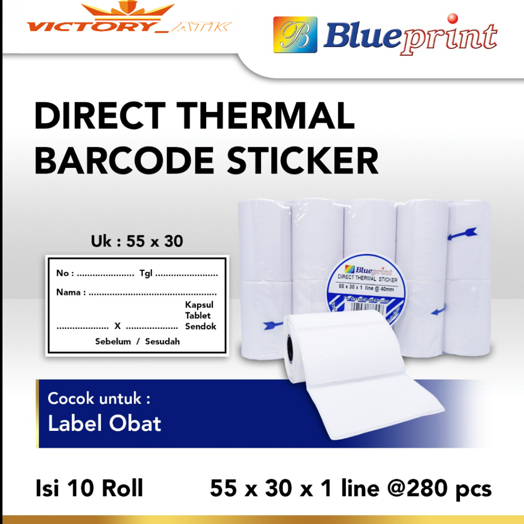 

Direct Thermal Sticker 55 x 30 BLUEPRINT 55x30 mm 1 Line - 1 Roll