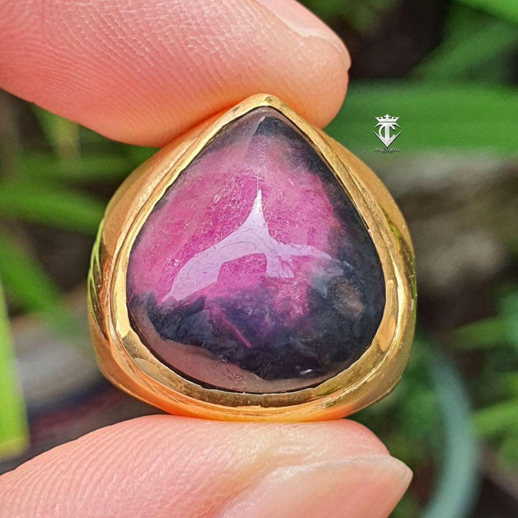 Batu Permata Natural Antik Ruby Red Blue 14.42 Ct No Heat CGL Lab Memo