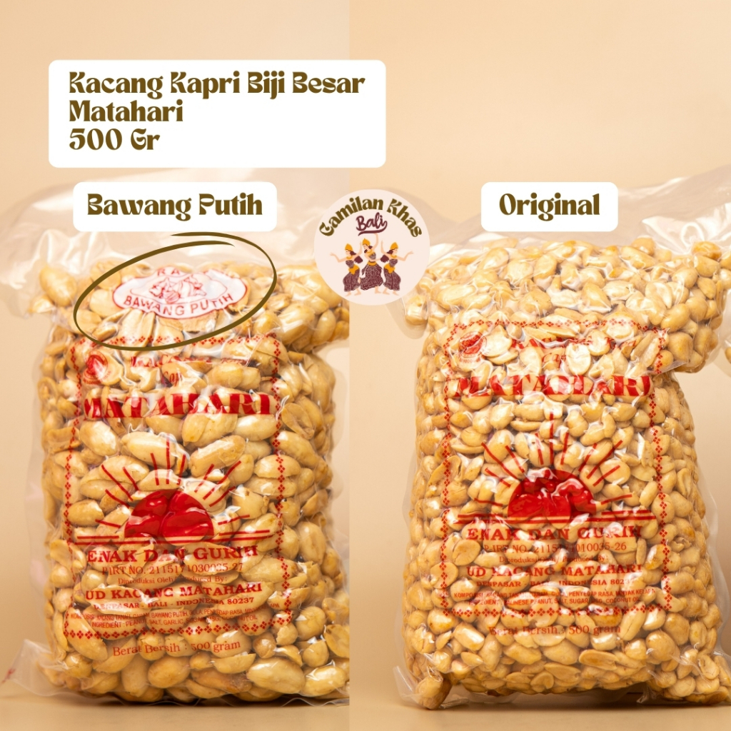 

Kacang Bali MATAHARI Rasa Original & Bawang Putih (500gr)