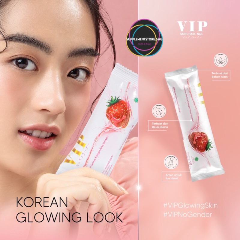 

(ECER 1 SACHET) VIP Collagen / VIP Plus 40+ / Cocoflim Fiber Kolagen Pemutih Kulit Glowing Kuku Rambut Diet Detox