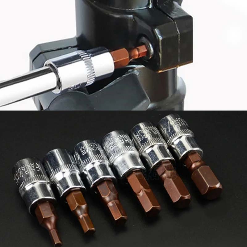 Set Mata Kunci Shock Bintang 6 Pcs Ukuran 1/4 Inci untuk Perbaikan Otomotif dan Rumah Tangga