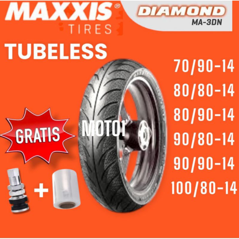 (Free pentil besi) Ban Maxxis Diamond MA-3DN - Tubeless (70/90 - 80/90 - 90/90 - 80/80 - 90/80 - 100