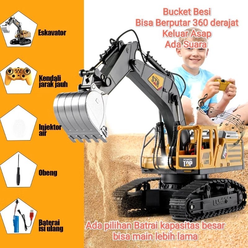 Rc Beko bucket Besi rc ekcavator 14 channel saluran skala 1:14