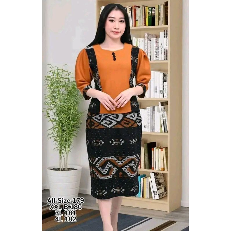 SETELAN TENUN WANITA, LENGAN BALON, TENUN JEPARA