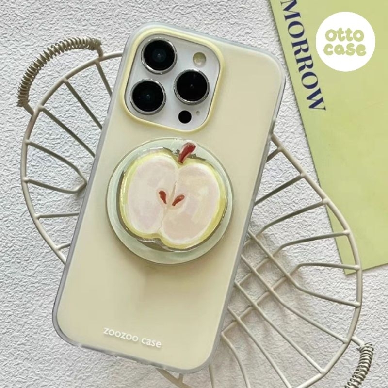 ottocase pastel green pink simple phone case with apple peach pop socket for iphone 13 14 15 16 pro