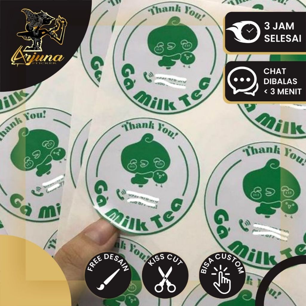 

SBV 2-7 Stiker Transparan Anti Air Custom Nama Olshop Sendiri Bentuk Bulat Bahan Vinyl Label Makanan