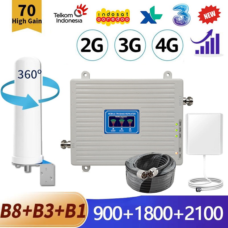 LTE GSM 2G 3G 4G Booster Ponsel 3 Pita Sinyal Seluler Penguat Seluler Repeater DCS WCDMA 900 1800 21