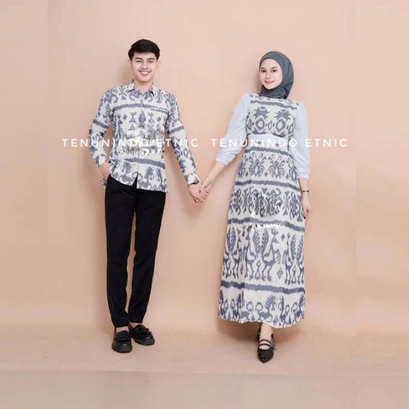 READY STOK BAJU TENUN SET COUPLE GAMIS MADAM WHITE NTT DRESS KONDANGAN