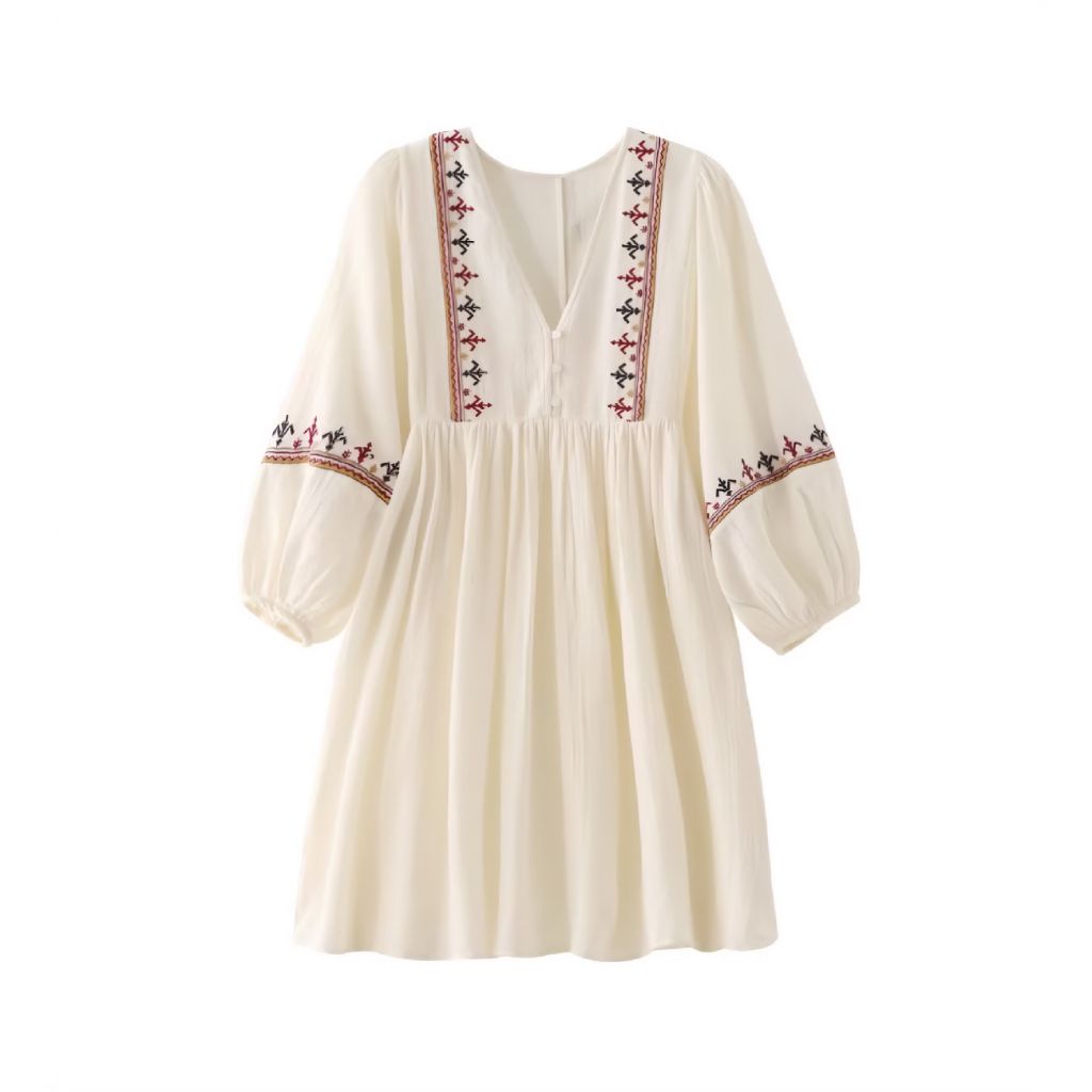 Woman broken white embroidery midi dress/ dress midi bordir broken white