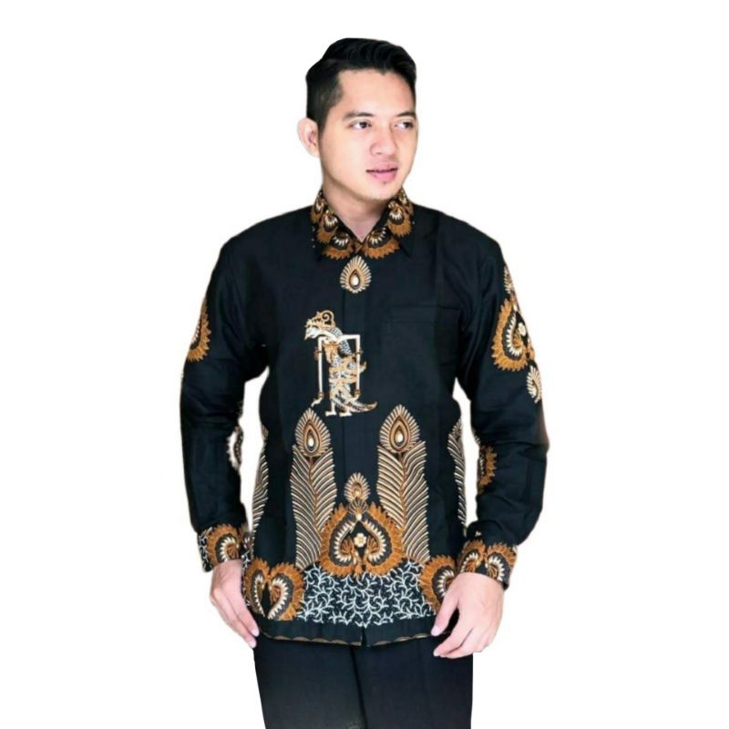 WULU WAYANG Kemeja Batik Pria Full Lapis Furing Bahan Katun HALUS NYAMAN Hem Atasan Kemeja Baju Bati