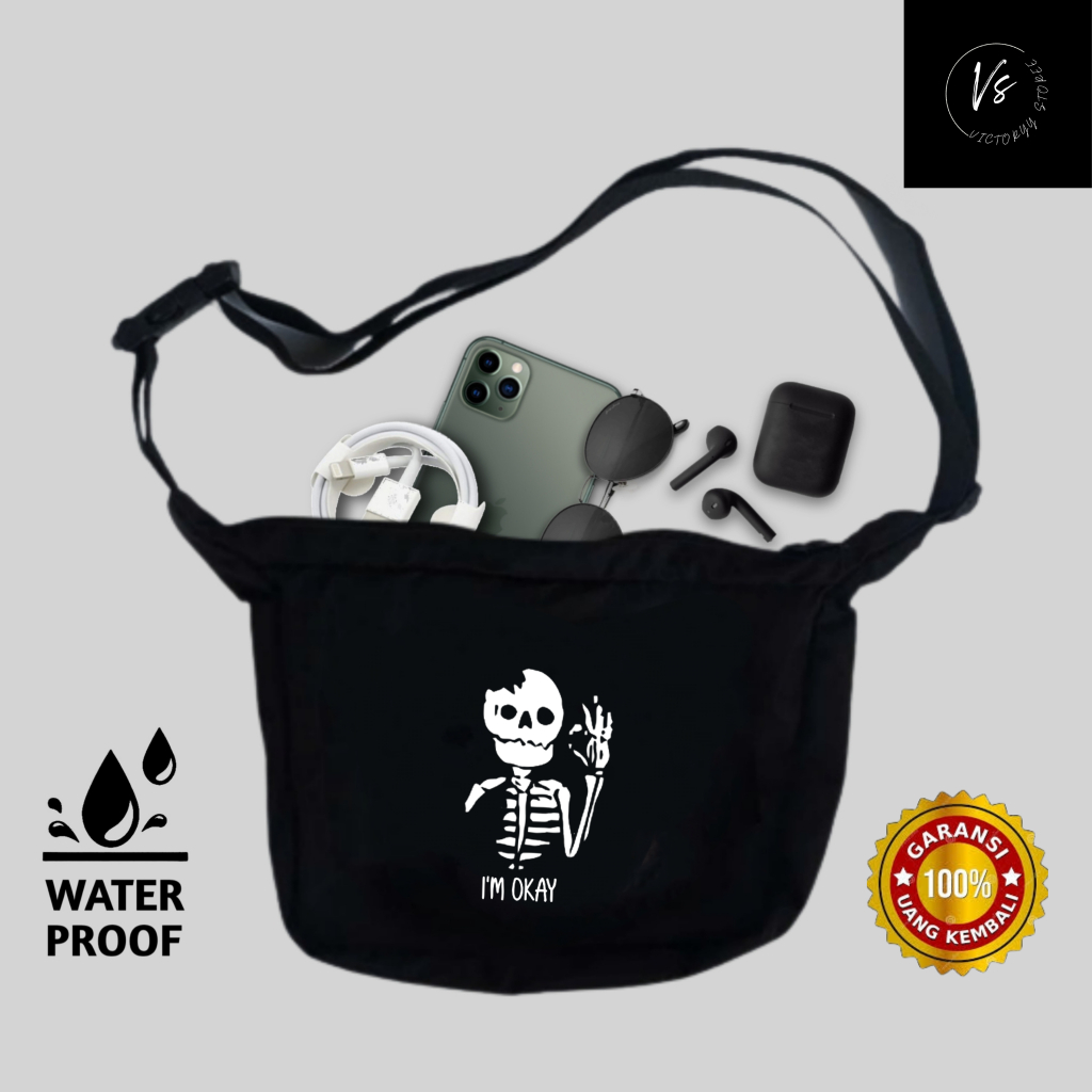 Tas selempang pria murah sling bag canvas tas selempang cowok tas selempang sekolah