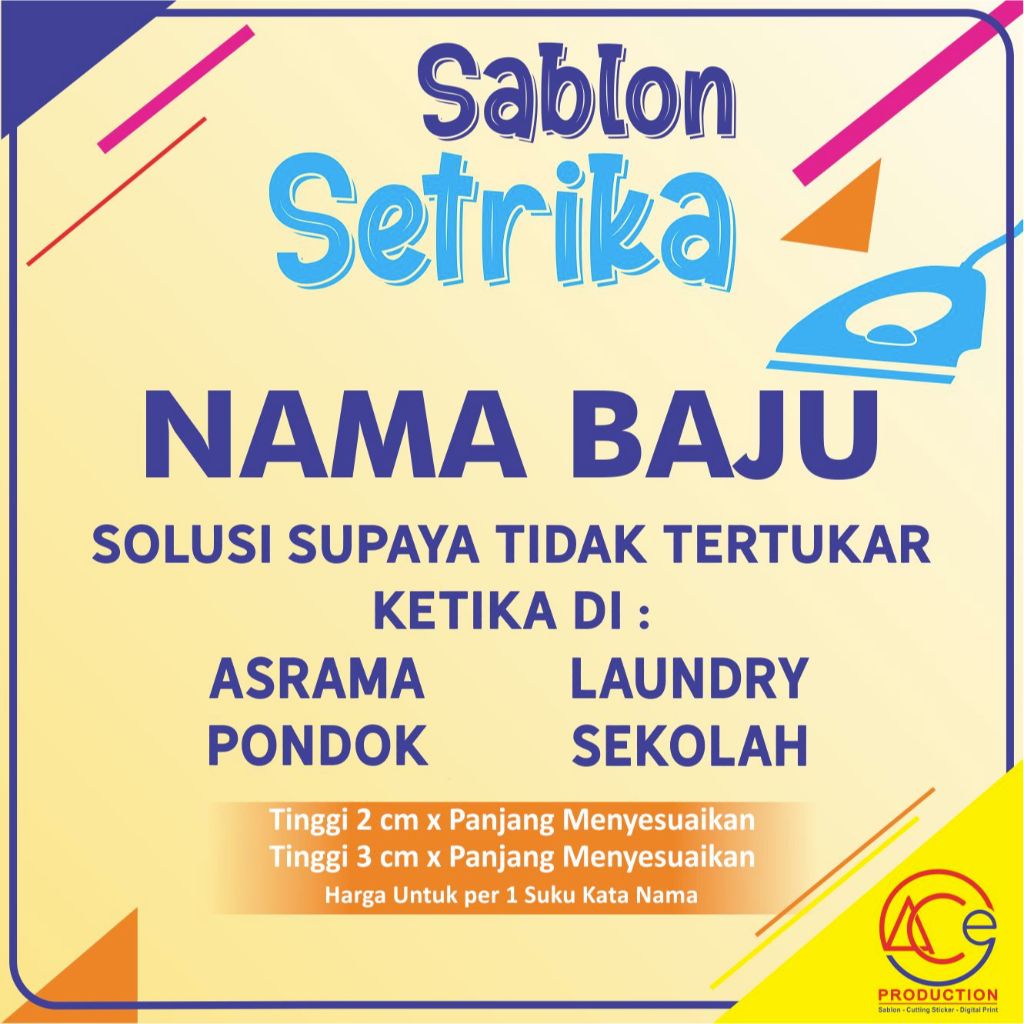 SABLON NAMA BAJU/ SABLON SETRIKA POLYFLEX SABLON