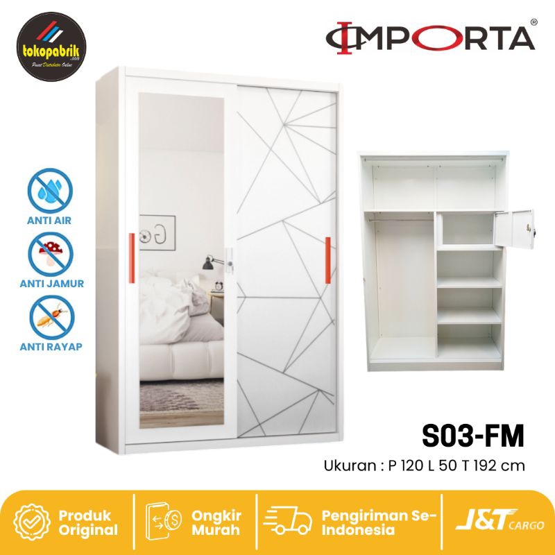 Lemari Besi Importa / Lemari Besi Sliding 2 Pintu / Lemari Pakaian Sliding Minimalis Cirebon Tasikma