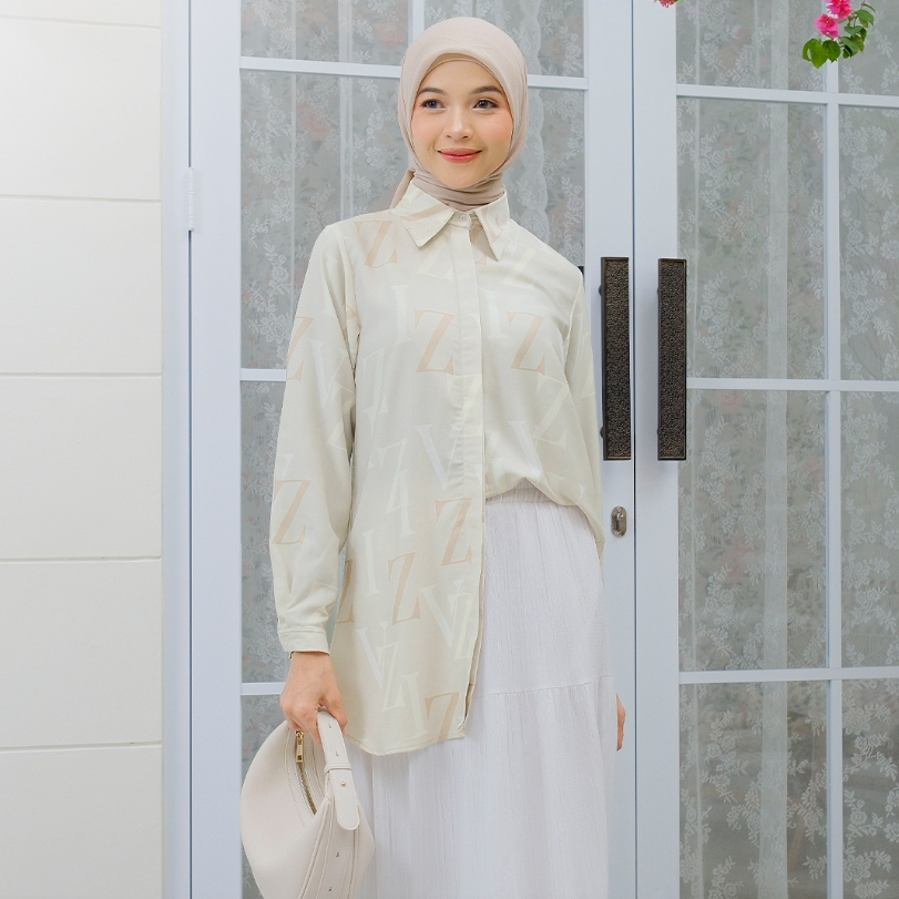 ZAZI - NAWEL - Kemeja Wanita Modest Printing Ready to Wear