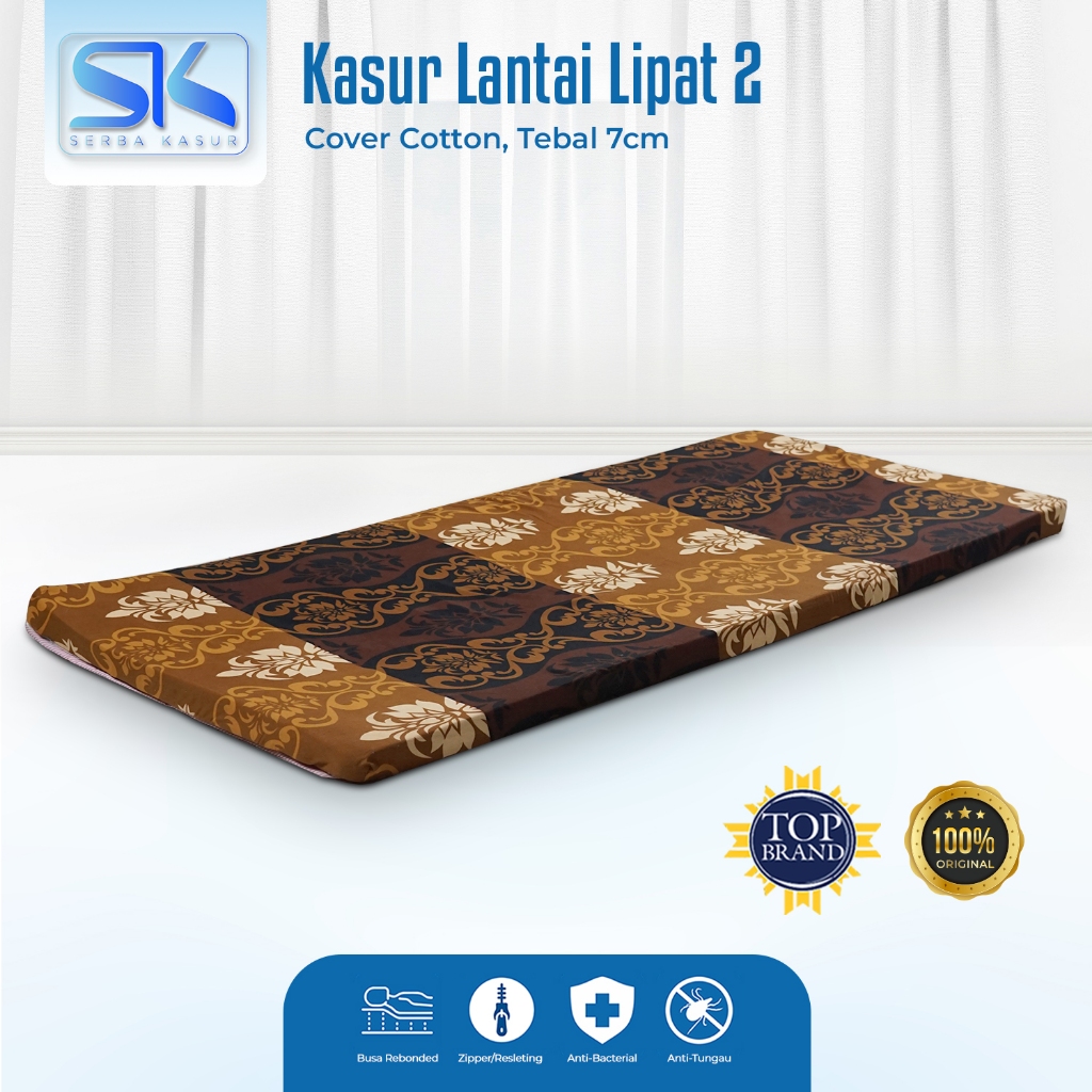SERBA KASUR - Kasur Lantai Lipat 2 Travel Tebal 7 cm - Model Elegant & Mewah, Kain Katun, Busa Royal
