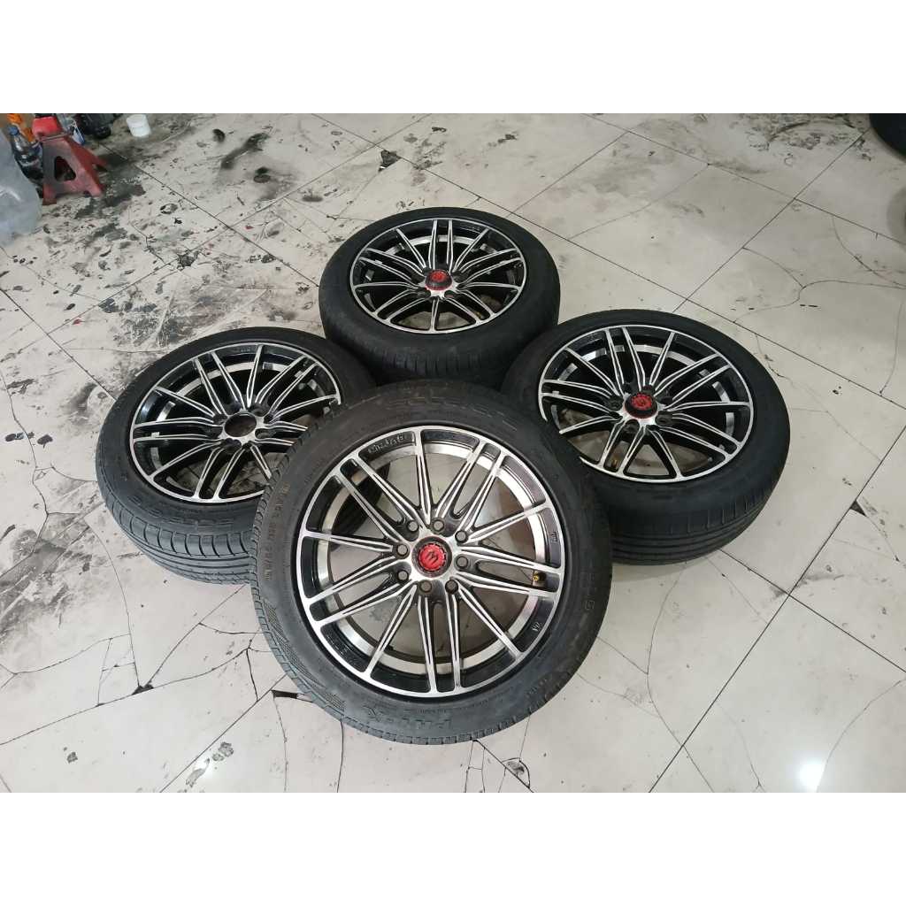 VELG RACING RING 15 BEKAS SECOND + BAN 185 55 R15 COCOK UNTUK BRIO AGYA AYLA SIGRA AVANZA LIVINA