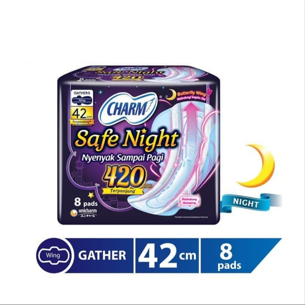 Aurabaik Charm Safe Night Pembalut Wanita Lebih Panjang 2X Cegah Bocor Semalaman