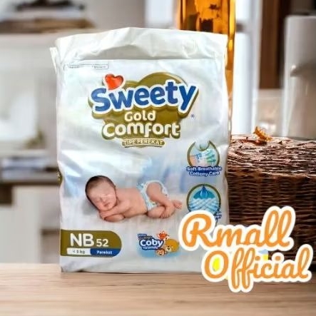 SWEETY GOLD COMFORT TIPE PEREKAT_NB ISI 52_PAMPERS POPOK BAYI BARU LAHIR