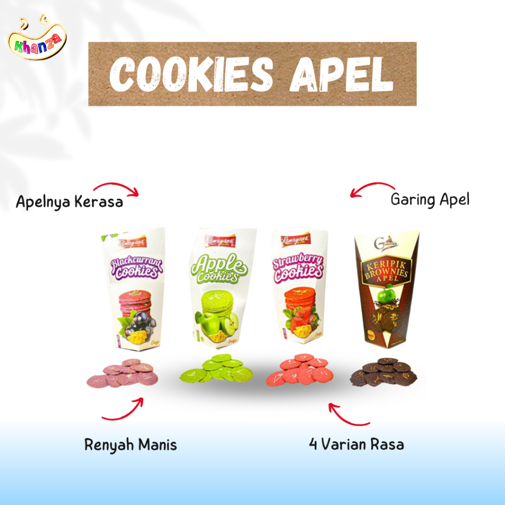 

COOKIES 4 Rasa APEL COKLAT STROBERI BLACCURRANT Khas Kota Wisata Batu