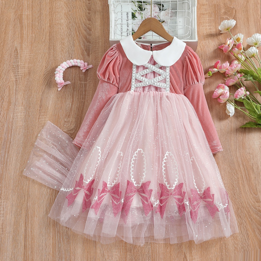 YB6 Dress / gaun pesta anak dan bayi lengan panjang rok panjang elsa frozen