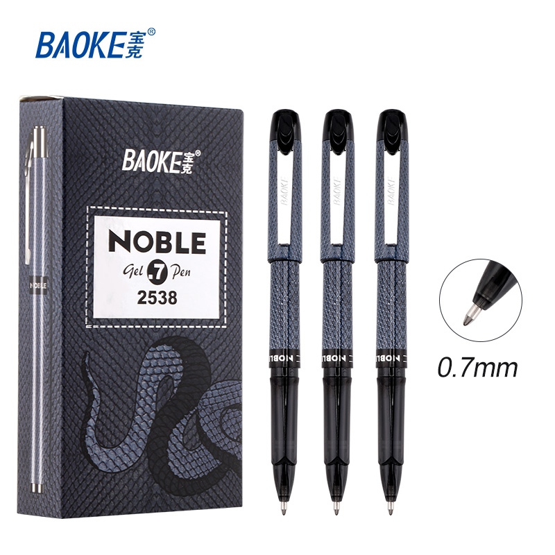 

Baoke Pulpen Gel Berkualitas Tinggi Klip Logam 0.7mm Pena Gel Hitam PC2538 3Pcs