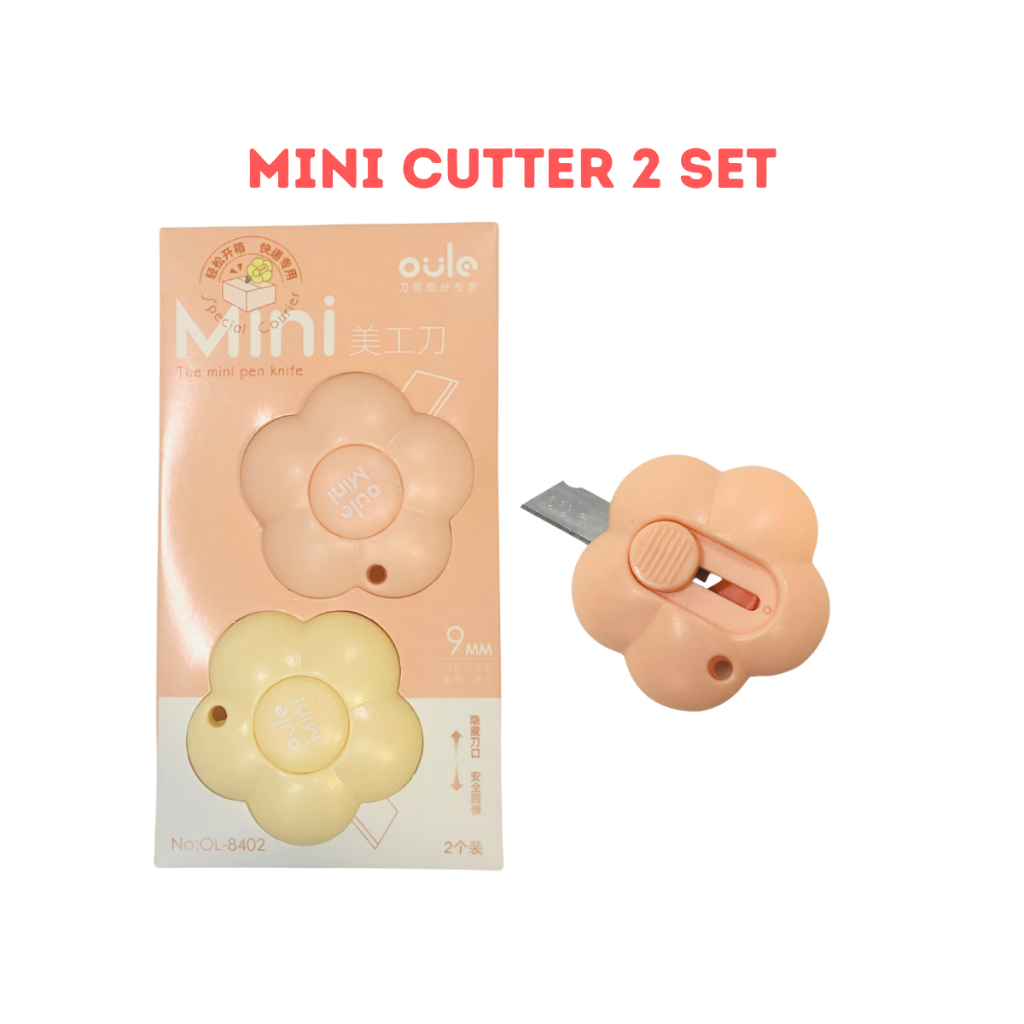 

Set 2 Mini Cutter Oule Impor OL-8402 Mini Pen Knife 9mm Kater Kecil Isi 2 Alat PEmotong Kertas Kantor Sekolah - SET 2