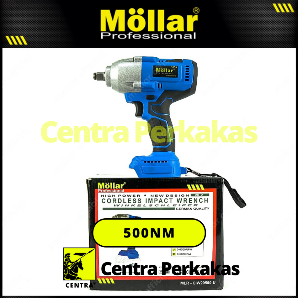 [UNIT] Mesin Bor Buka Baut (impact wrench) 500Nm Baterai 20V MOLLAR