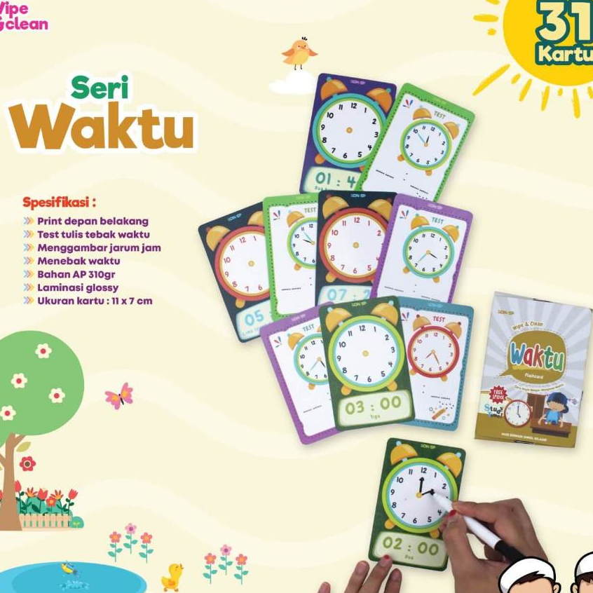 

Flash Card Wipe & Clean Waktu - Kartu Belajar Anak Bergambar