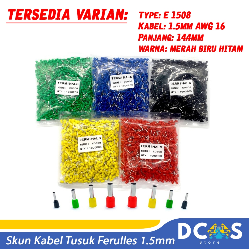 Skun Kabel Tusuk Ferulles/Ferrules 1.5mm 1.5 mm 1,5mm 1,5 mm E1508