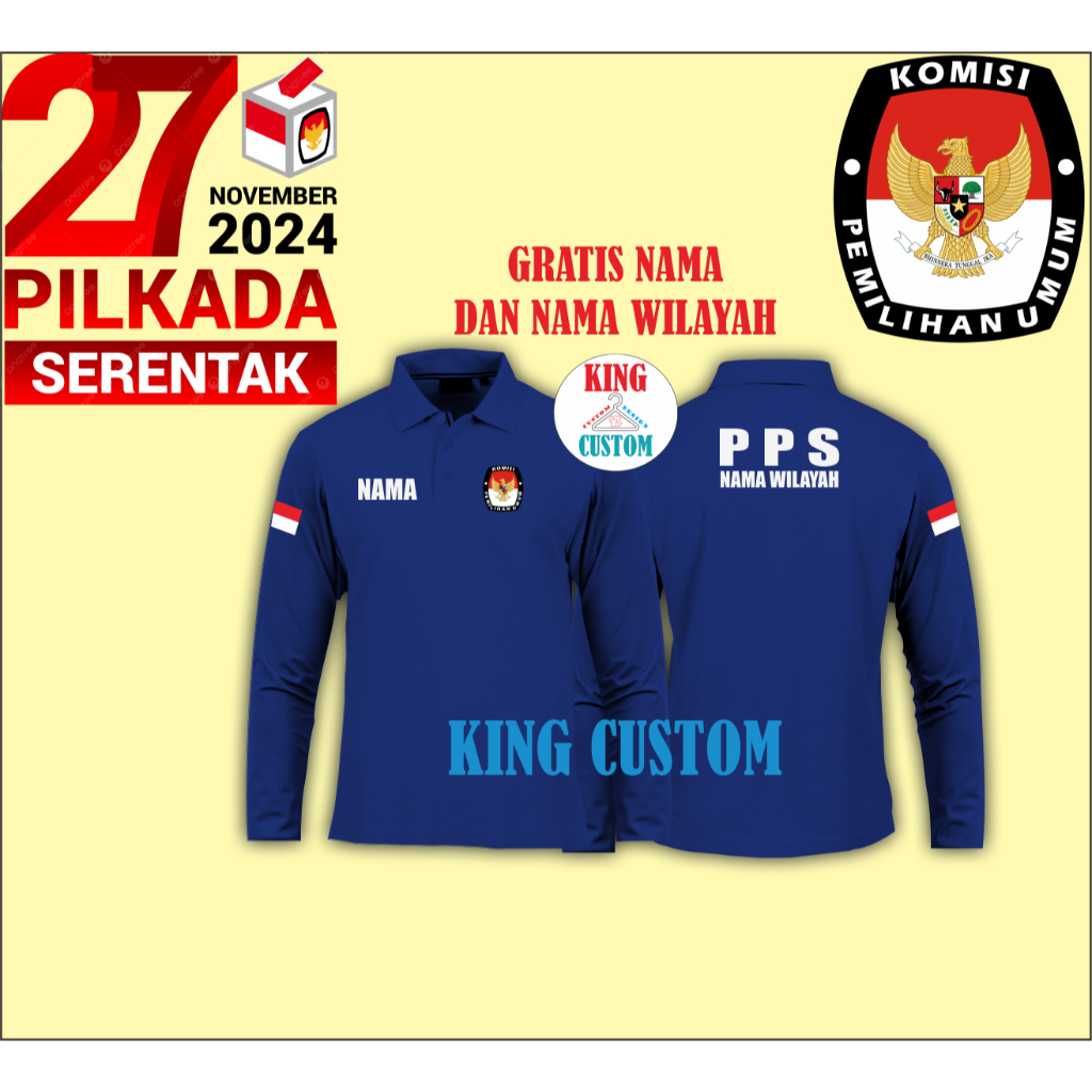 Kaos Polo PPS gratis NAMA lengan panjang dewasa