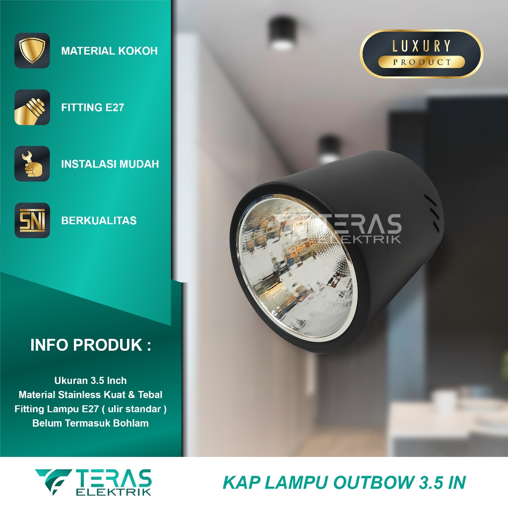 Kap lampu downlight 3,5 inch bulat stainless rumah lampu outbow bulat
