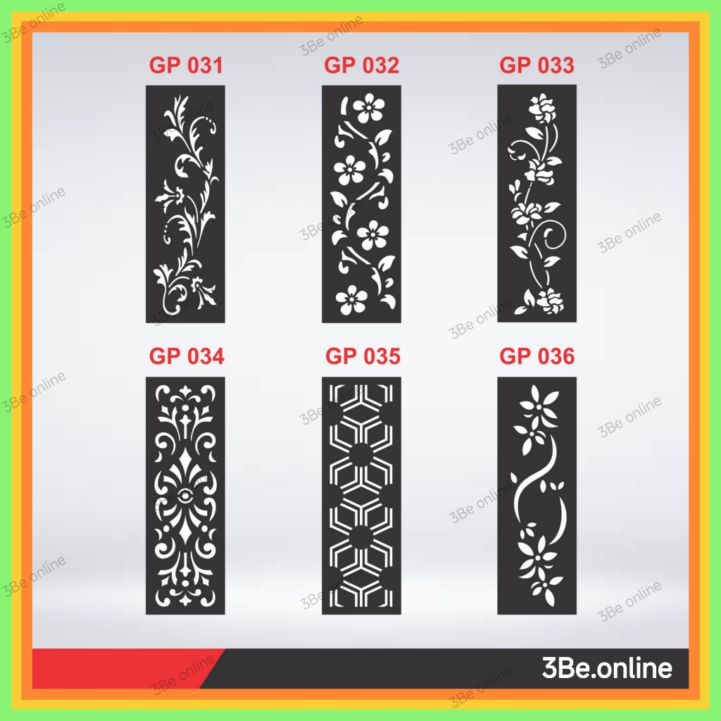 Laser cutting plat 20x80cm tebal 1,6mm ornamen pintu pagar hiasan dinding balkon railing tangga besi